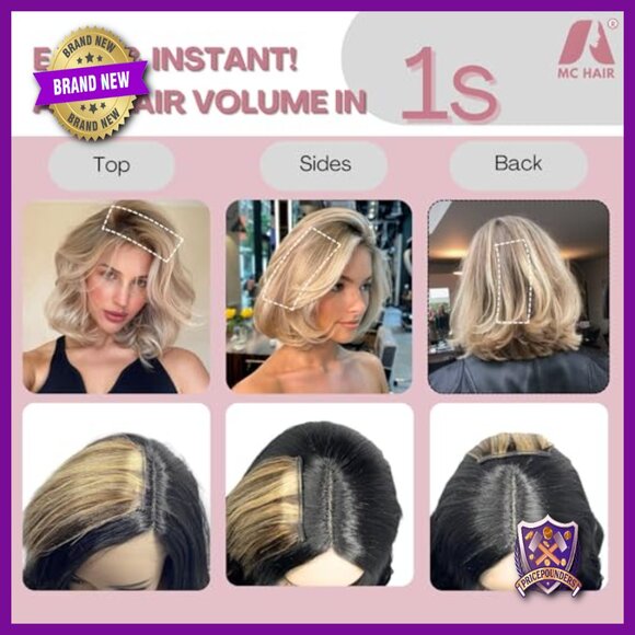 10 Inch Clip-In Human Hair Extensions, 2 Piece Set for Volume & Fine Hair